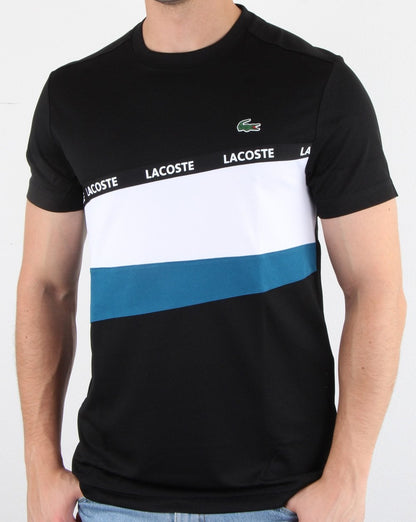 Lacoste Stripe Block T-Shirt Schwarz/Weiß