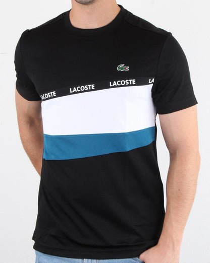 Lacoste Stripe Block T-Shirt Schwarz/Weiß