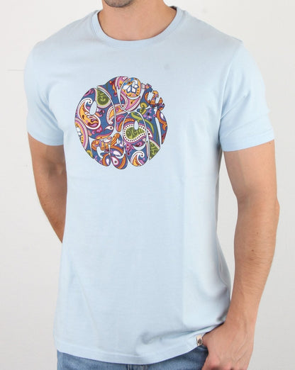 Pretty Green – Thornley – T-Shirt mit Paisley-Muster, Himmelblau