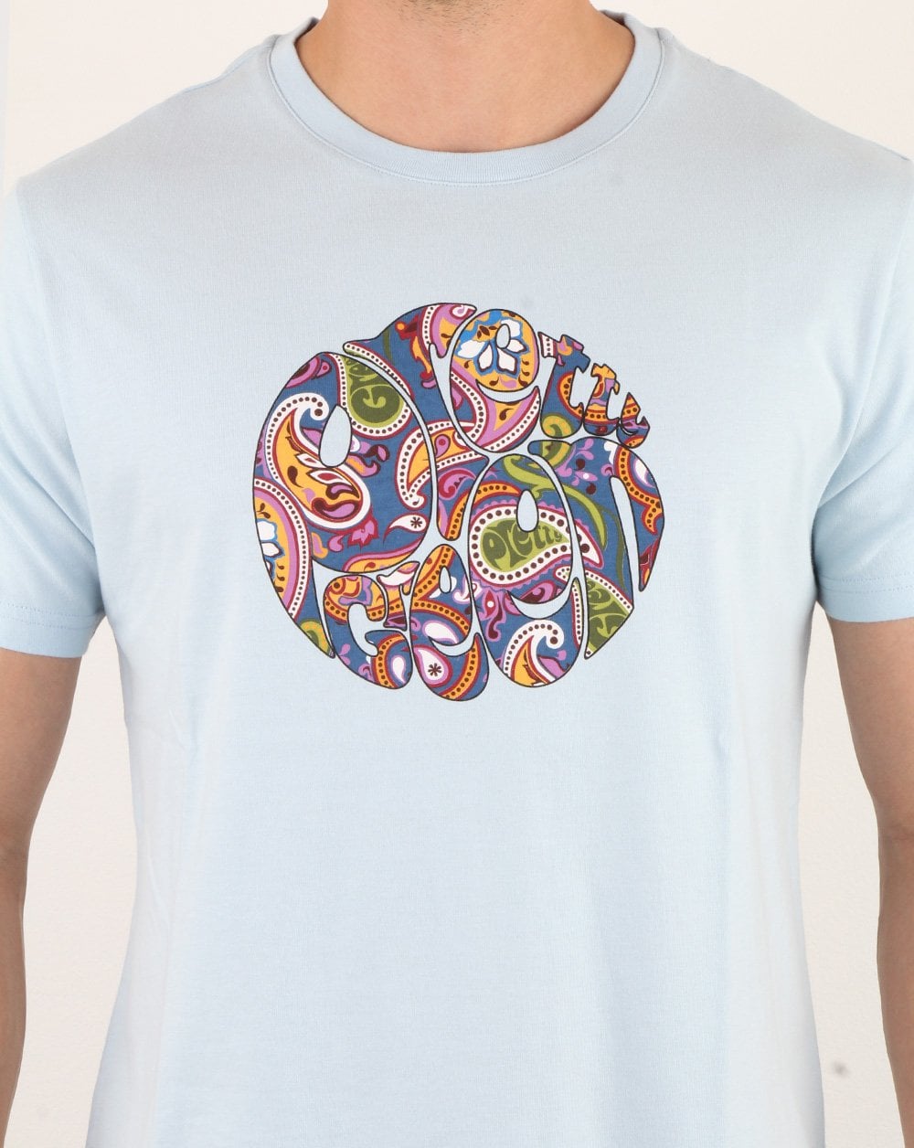 Pretty Green – Thornley – T-Shirt mit Paisley-Muster, Himmelblau