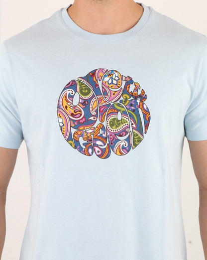 Pretty Green – Thornley – T-Shirt mit Paisley-Muster, Himmelblau