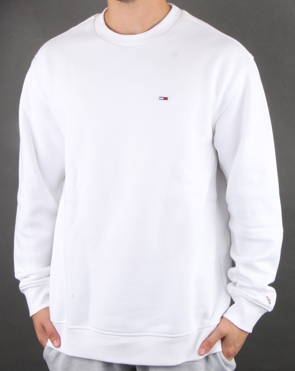 Tommy Hilfiger – Weißes Sweatshirt mit Rundhalsausschnitt