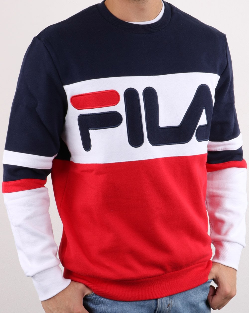 Fila Vintage Freddie Sweatshirt Rot/Marineblau/Weiß