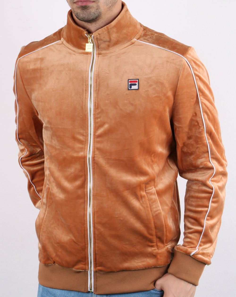 Fila Vintage Finest Velour Track Top Rust Orange