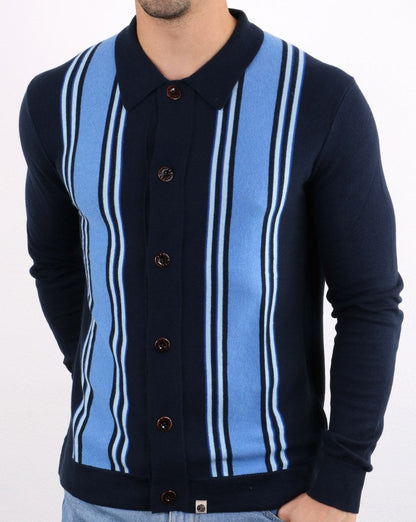Pretty Green Bingham Strickhemd Marineblau