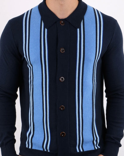 Pretty Green Bingham Strickhemd Marineblau