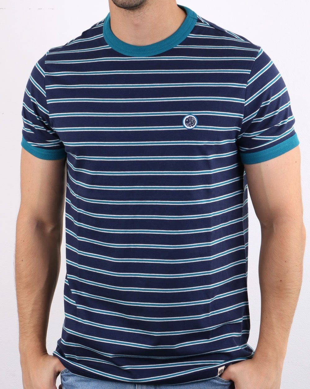 Pretty Green Martell Gestreiftes T-Shirt Marineblau