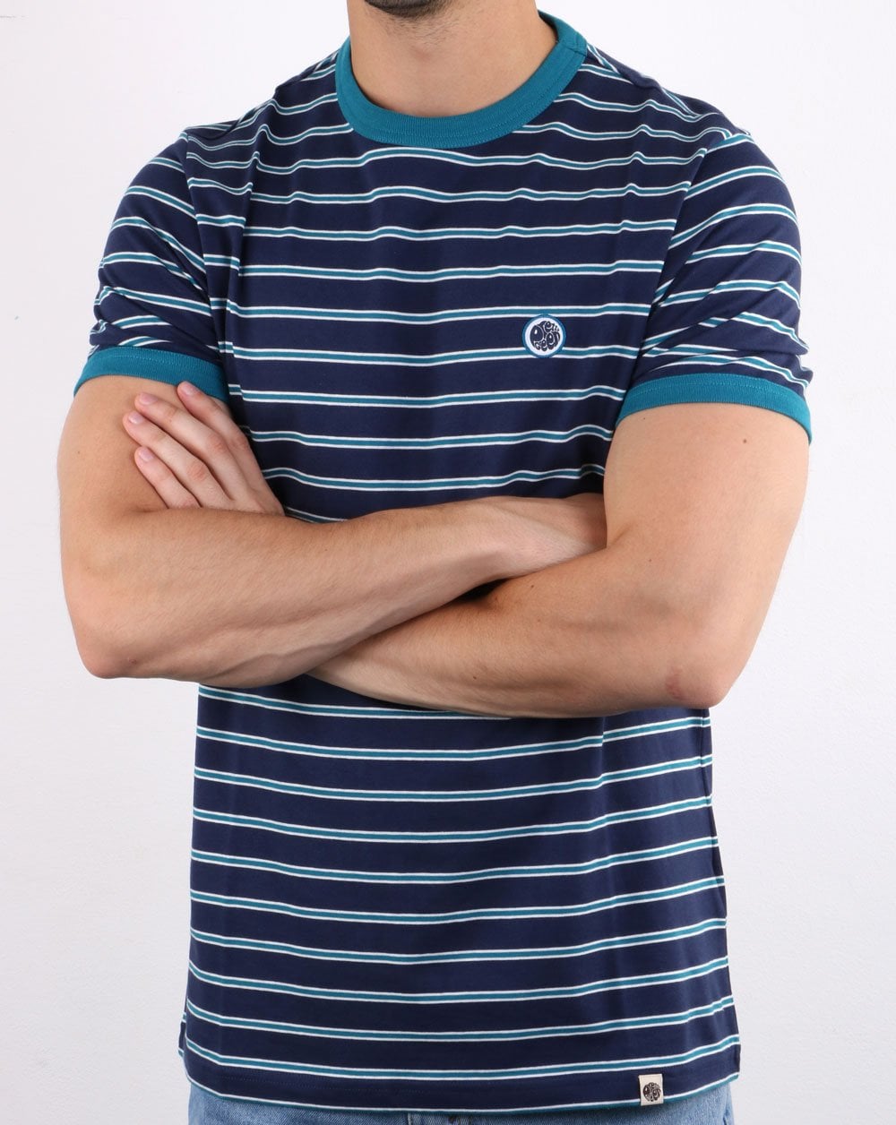 Pretty Green Martell Gestreiftes T-Shirt Marineblau