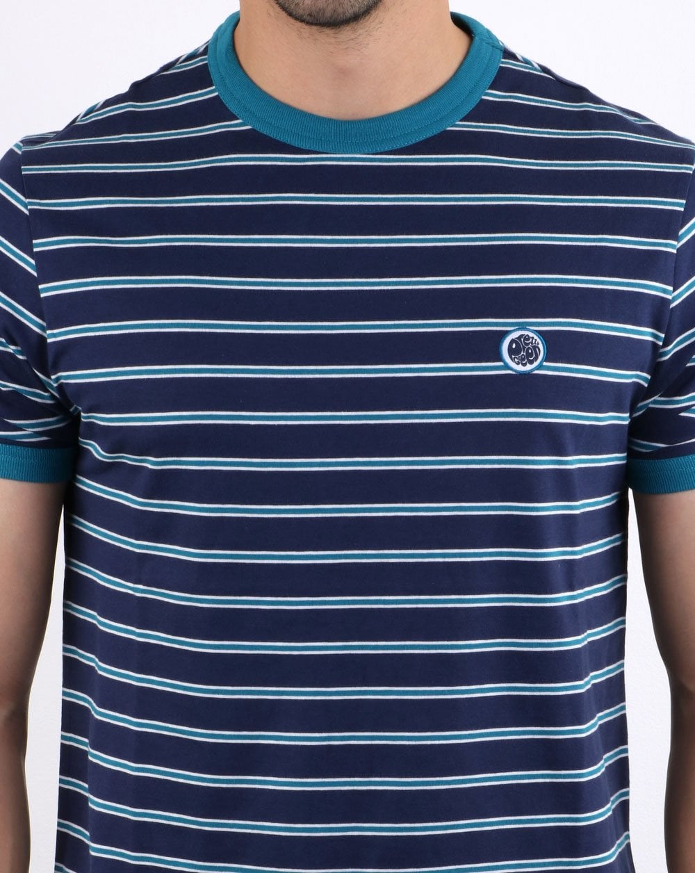 Pretty Green Martell Gestreiftes T-Shirt Marineblau