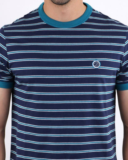 Pretty Green Martell Gestreiftes T-Shirt Marineblau