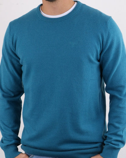 Barbour Lambswool Rundhalspullover Blau