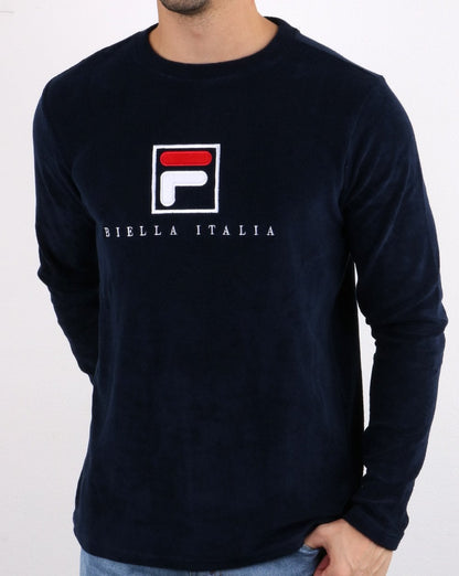 Fila Vintage Nicolo Frottee-Sweatshirt Marineblau/Weiß/Rot