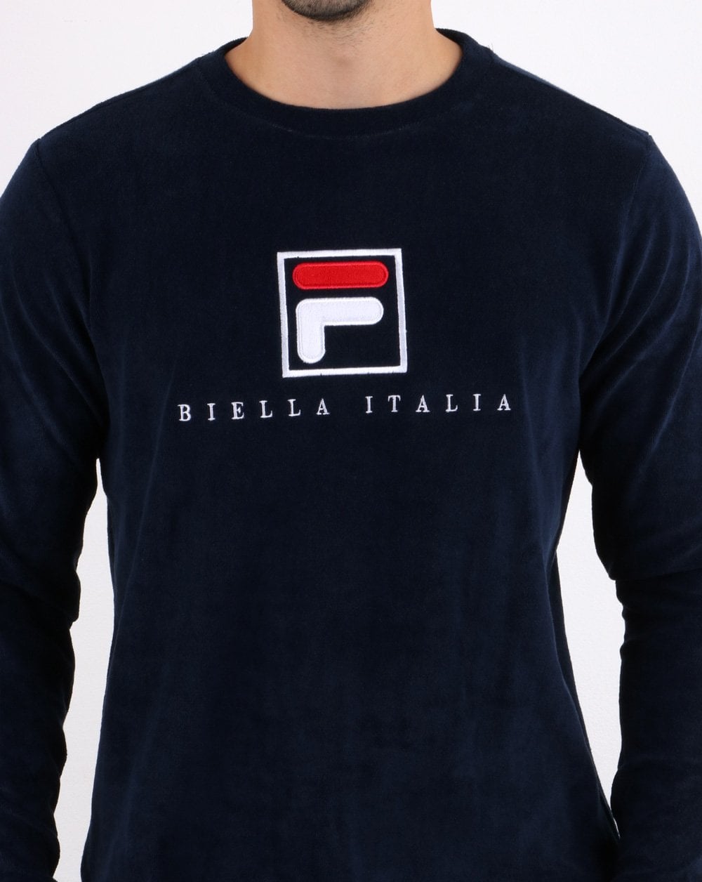 Fila Vintage Nicolo Frottee-Sweatshirt Marineblau/Weiß/Rot