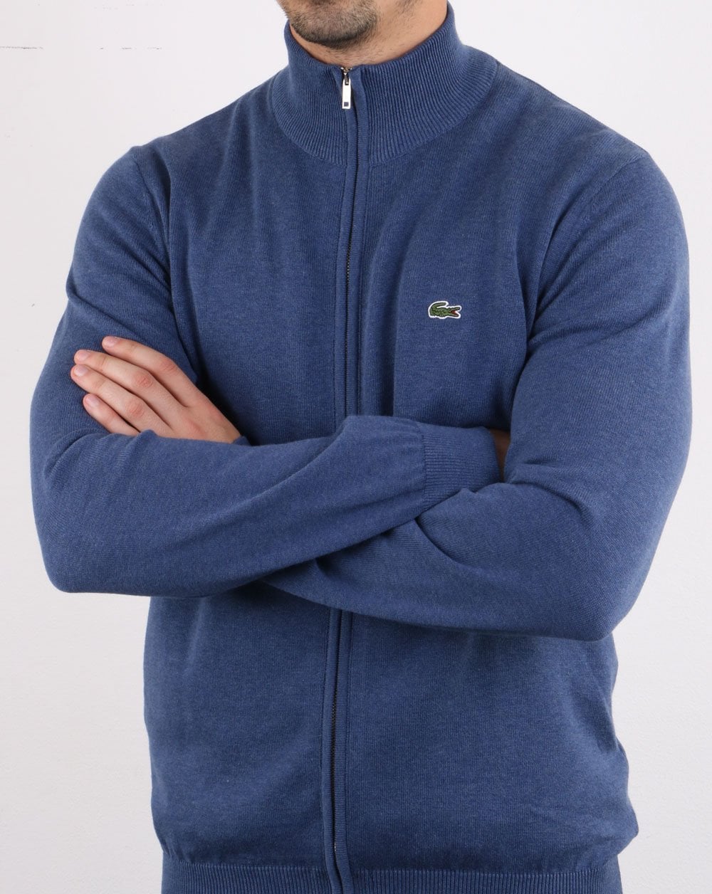Lacoste Funnel Neck Zip Knitted Jumper Blue