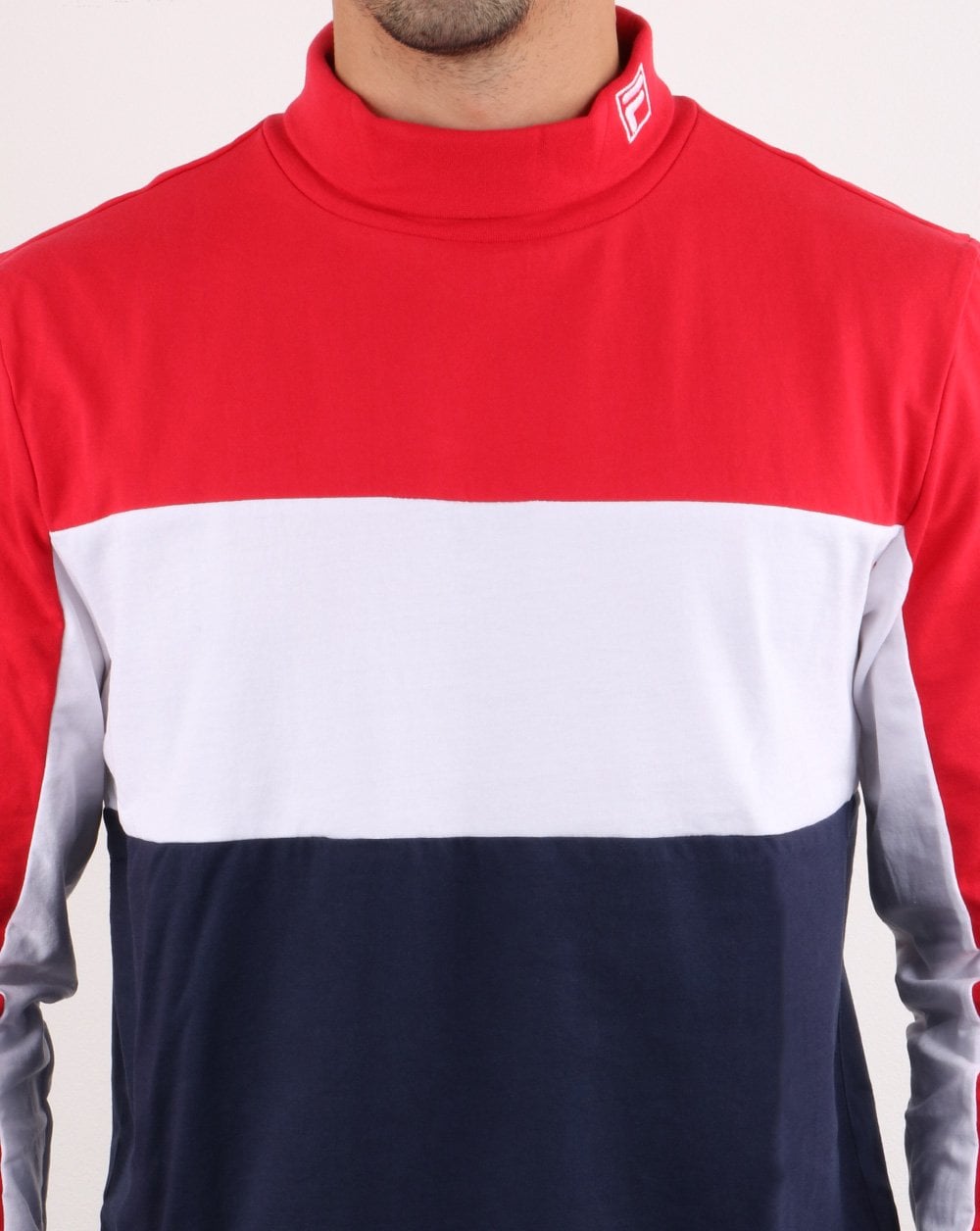 Fila Vintage Matteo T-Shirt mit hohem Kragen, Rot