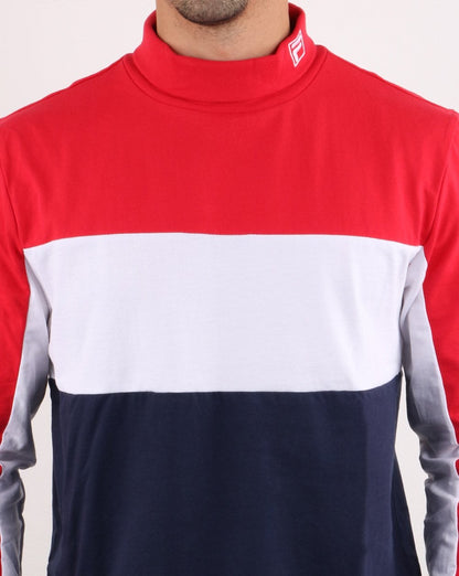 Fila Vintage Matteo T-Shirt mit hohem Kragen, Rot