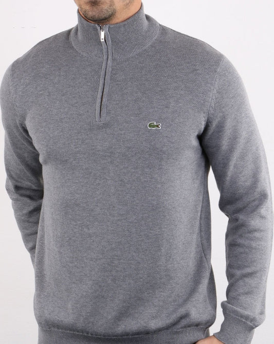 Lacoste Lacoste – Graues Pullover-Oberteil mit Reißverschluss