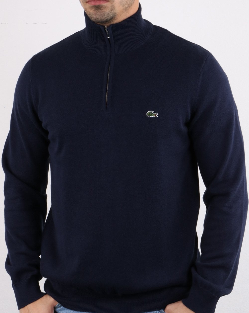 Lacoste – Pullover mit Reißverschluss in Marineblau
