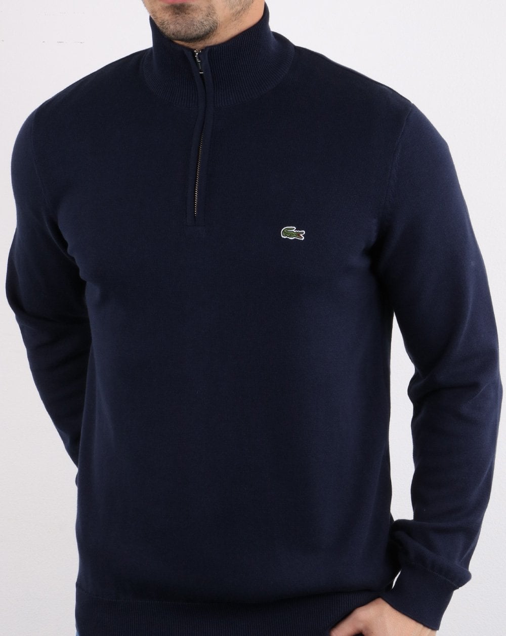 Lacoste – Pullover mit Reißverschluss in Marineblau
