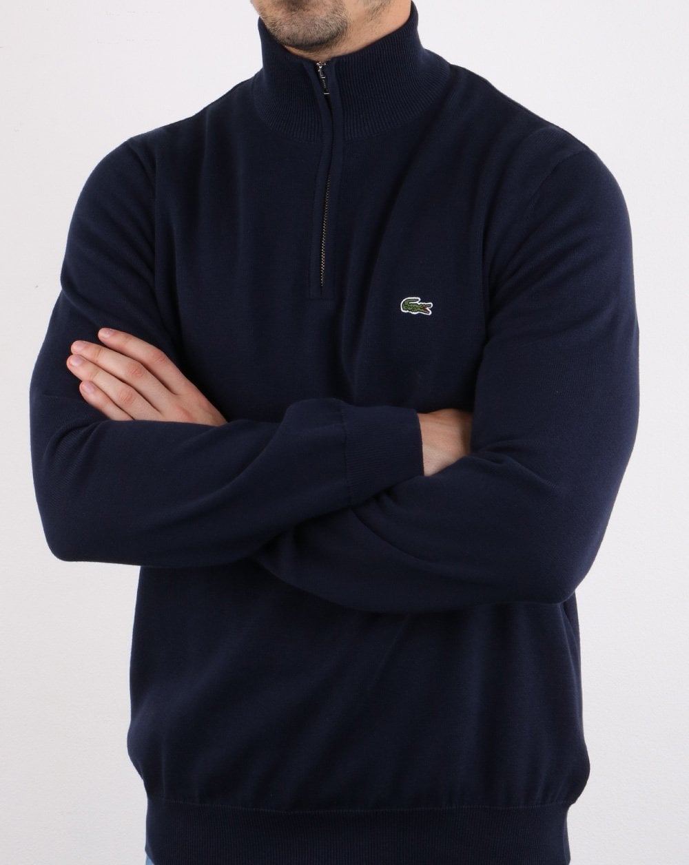 Lacoste – Pullover mit Reißverschluss in Marineblau
