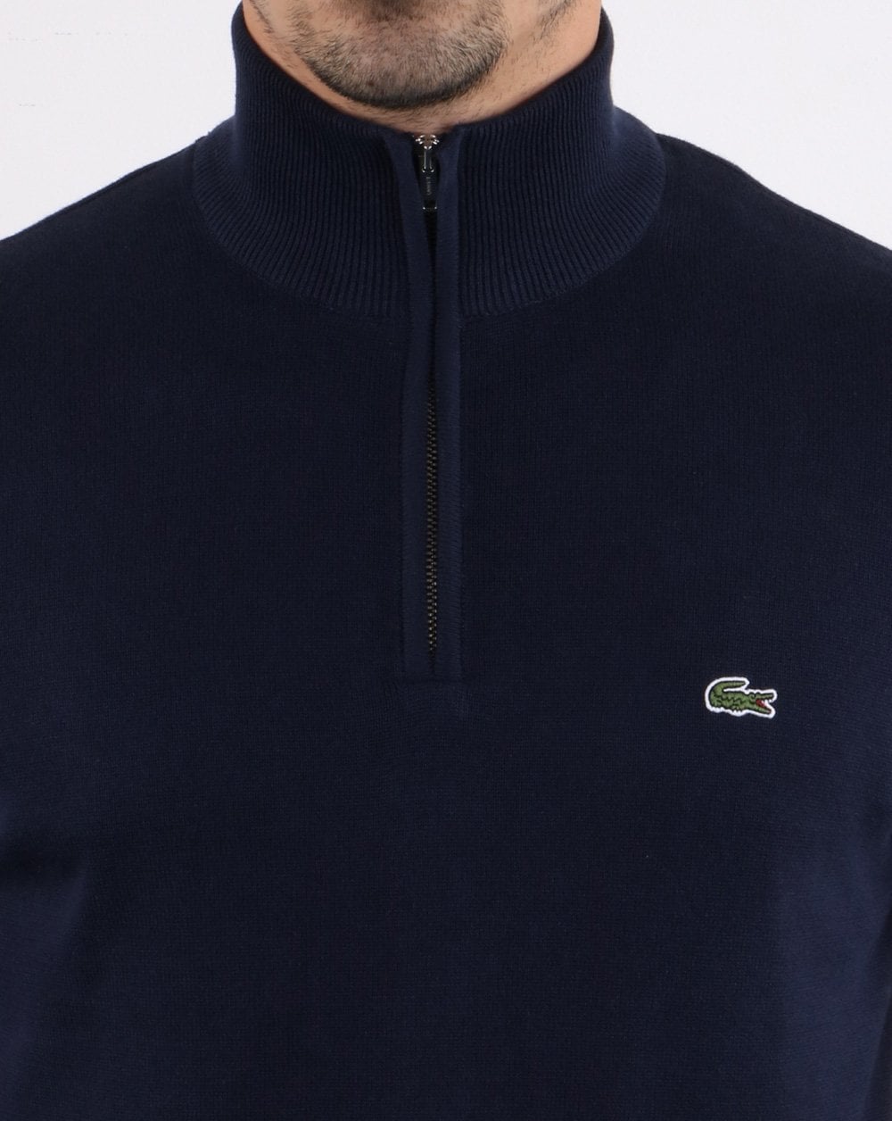Lacoste – Pullover mit Reißverschluss in Marineblau