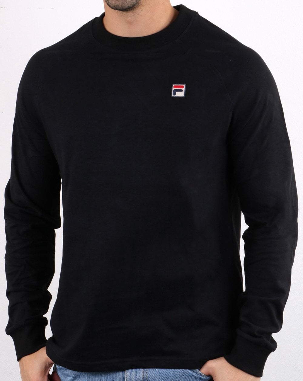 Fila Vintage Langarm-T-Shirt Schwarz