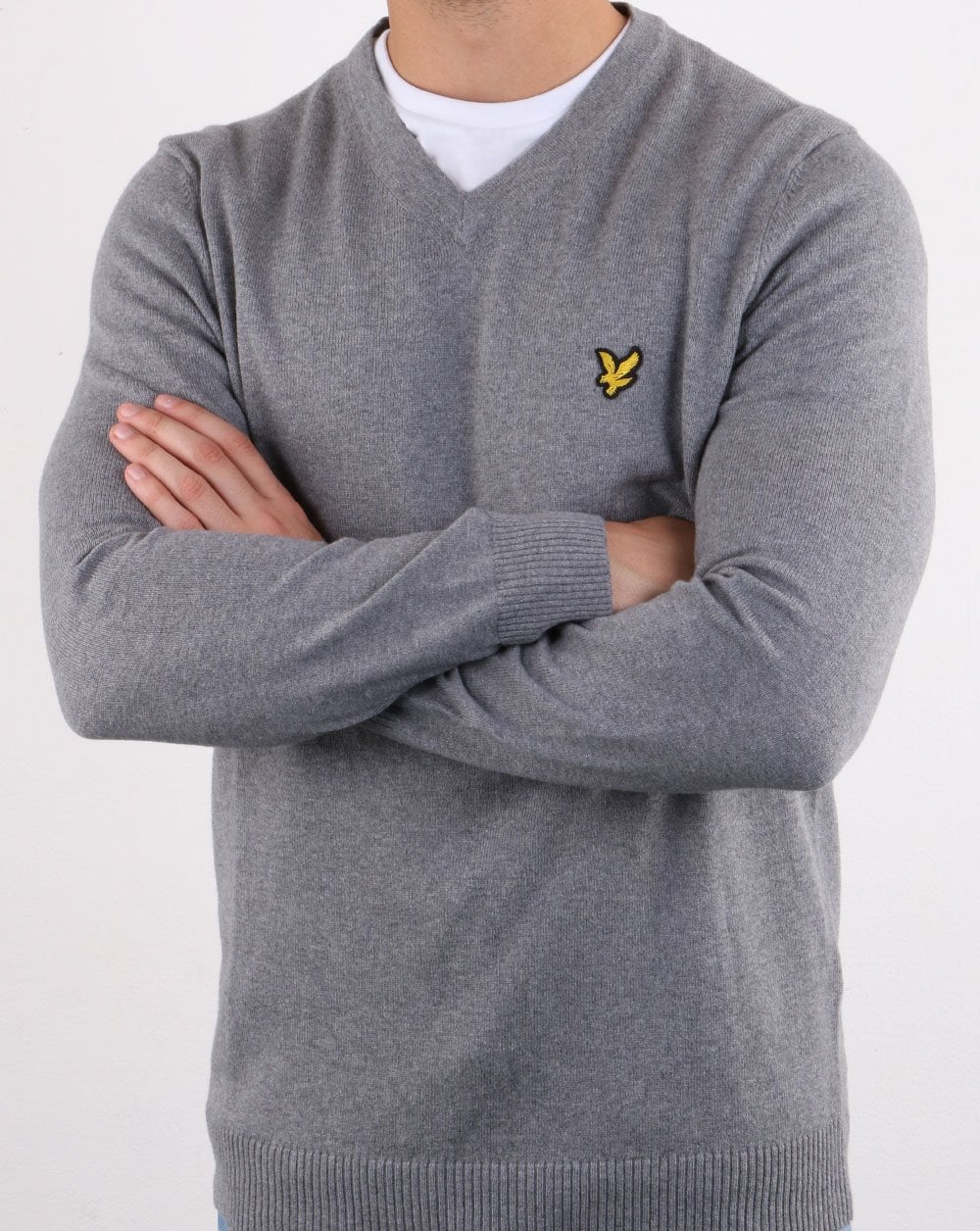 Lyle And Scott – Pullover aus Merinowolle mit V-Ausschnitt, Grau meliert