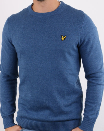 Lyle And Scott – Rundhalspullover aus Baumwoll-Merinowolle, Blaumeliert