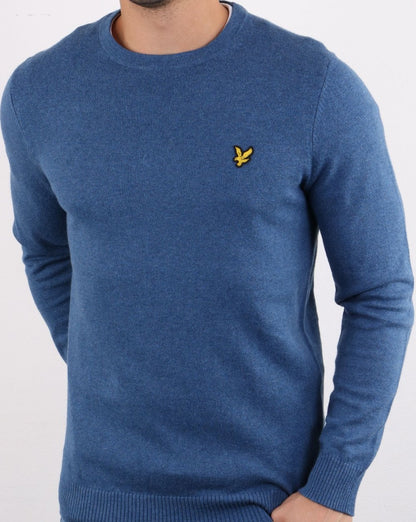 Lyle And Scott – Rundhalspullover aus Baumwoll-Merinowolle, Blaumeliert