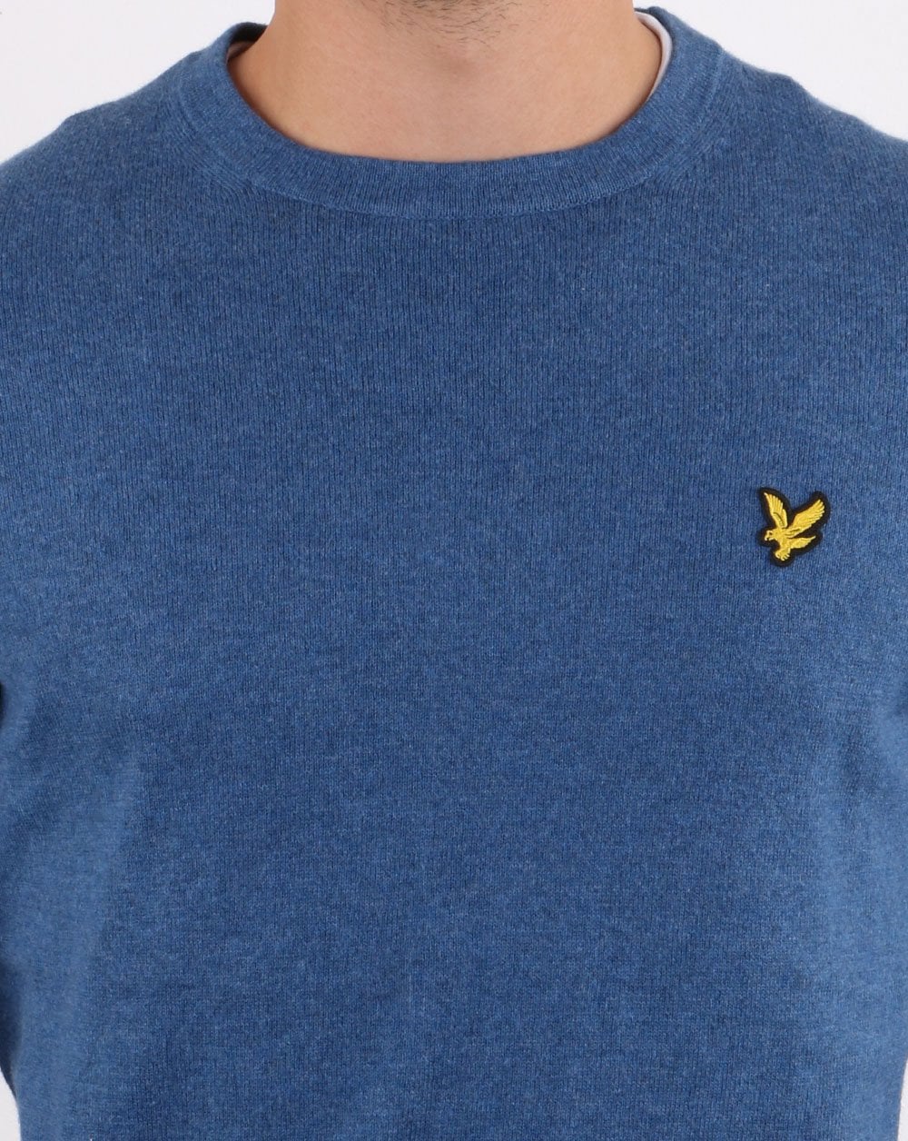 Lyle And Scott – Rundhalspullover aus Baumwoll-Merinowolle, Blaumeliert