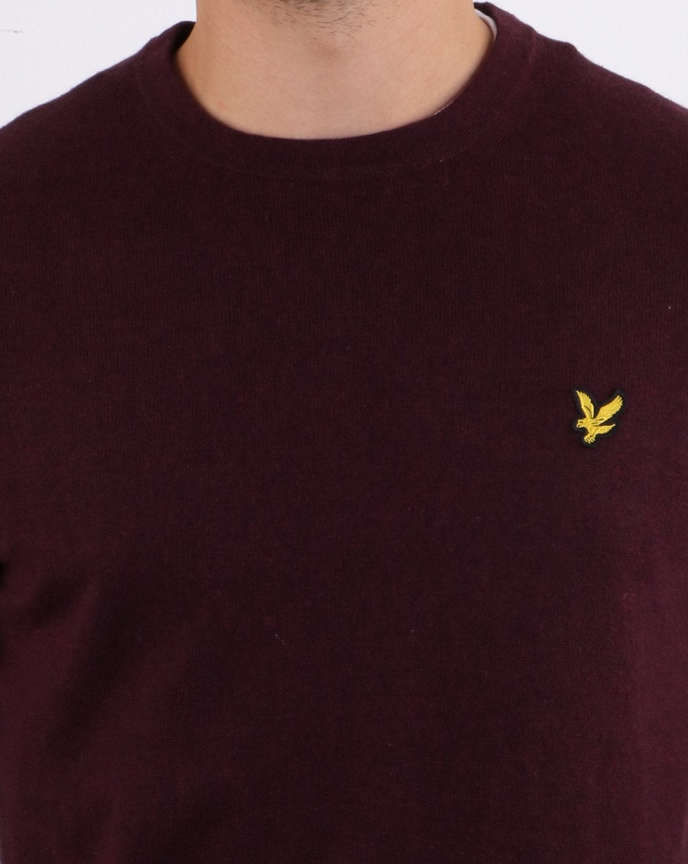 Lyle And Scott – Rundhalspullover aus Baumwoll-Merinowolle in Burgunderrot