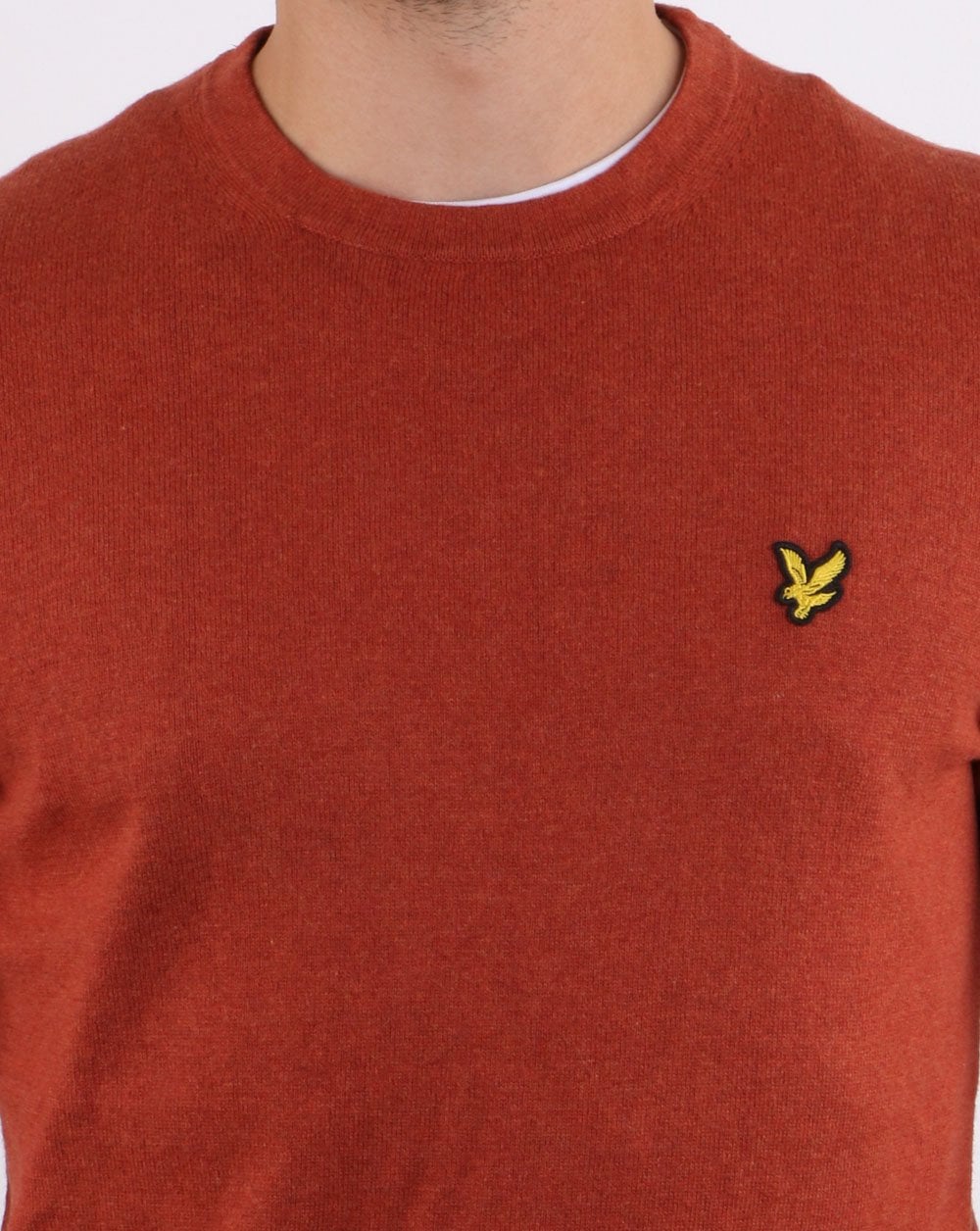 Lyle And Scott – Rundhalspullover aus Baumwoll-Merinowolle in Tabakmeliert