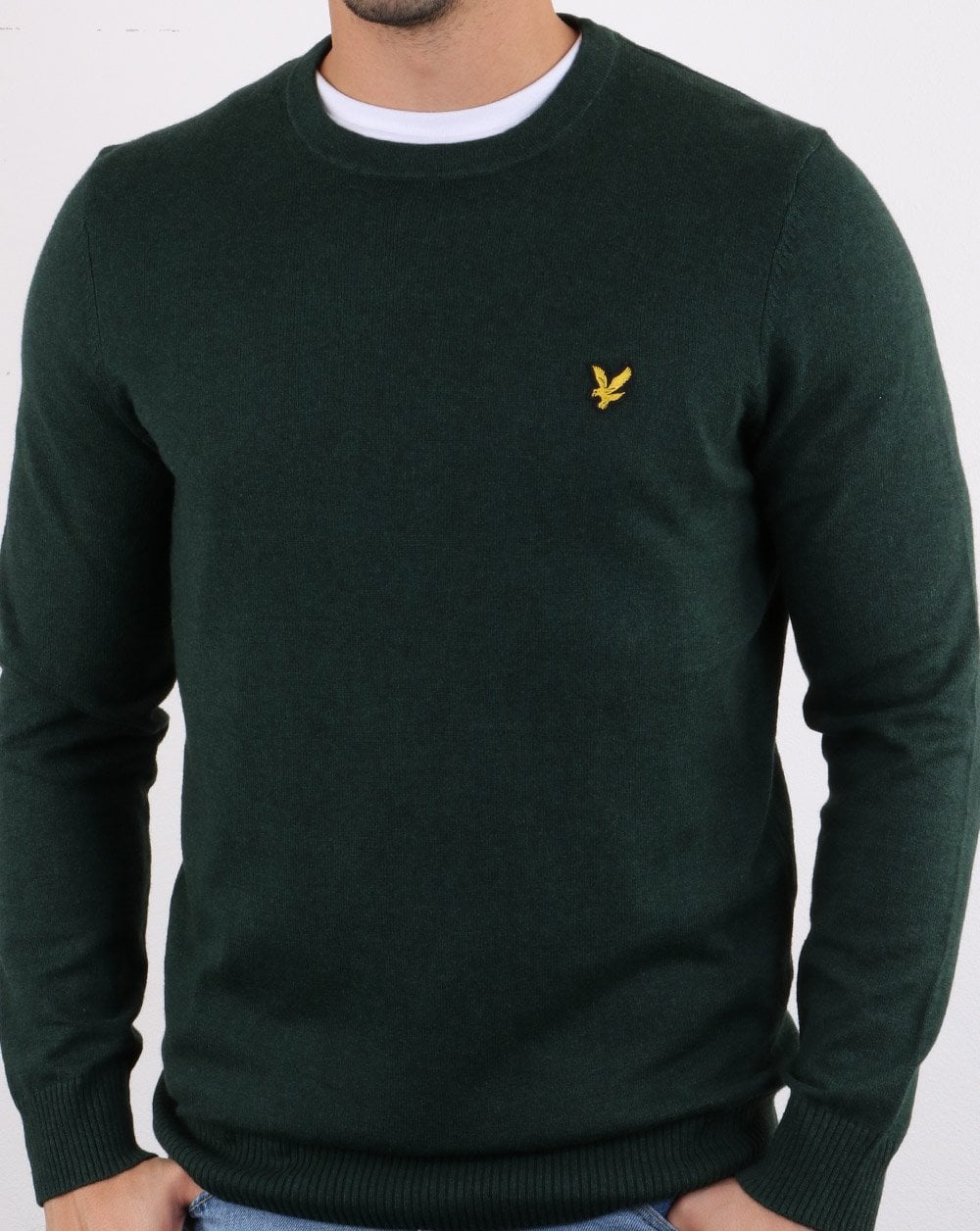 Lyle And Scott – Rundhalspullover aus Merinowolle in Jademeliert