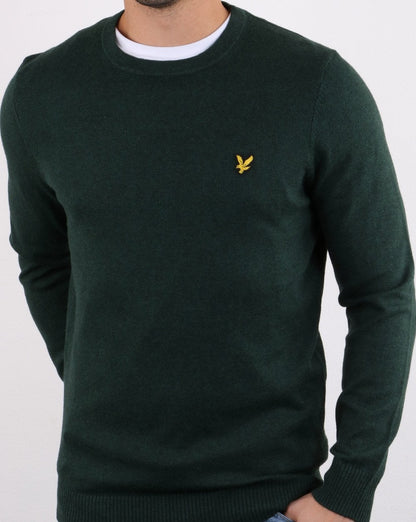 Lyle And Scott – Rundhalspullover aus Merinowolle in Jademeliert