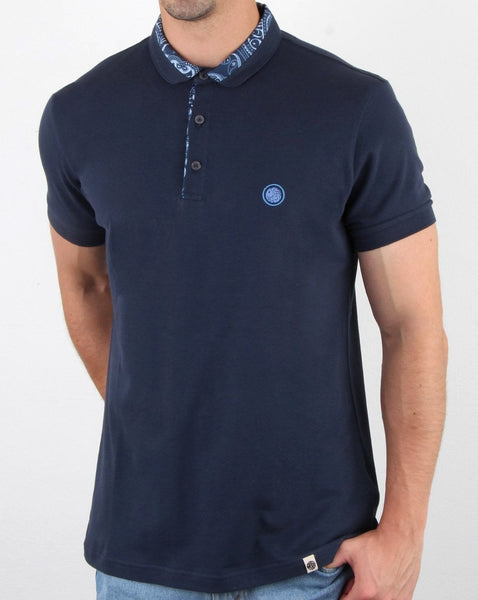 Pretty Green Paisley Carver Polo Shirt Navy