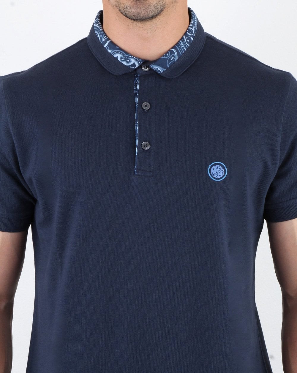 Pretty Green – Poloshirt mit Paisley-Muster, Marineblau