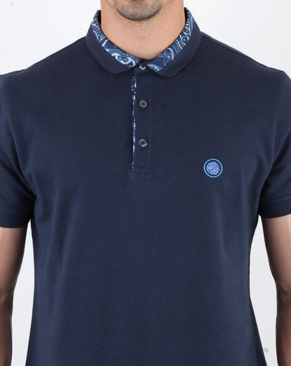 Pretty Green – Poloshirt mit Paisley-Muster, Marineblau