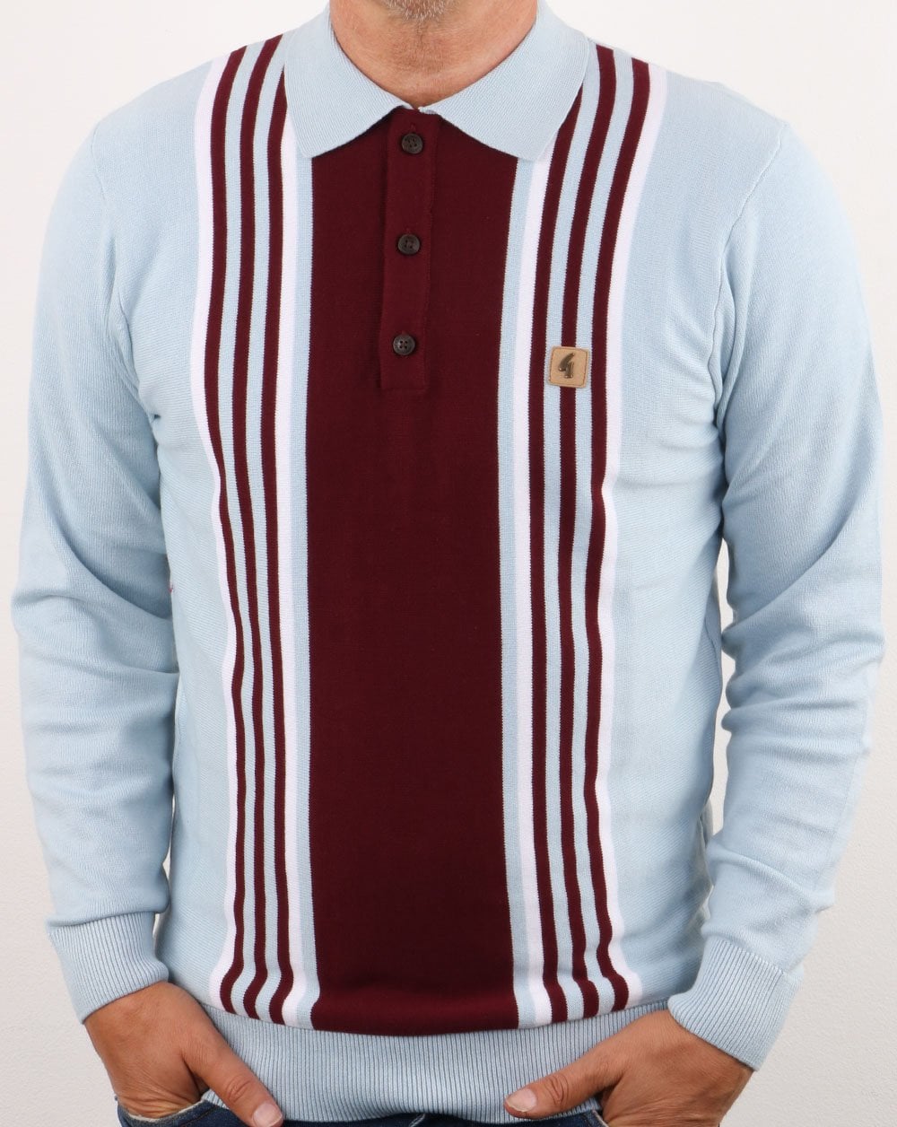Gabicci Vintage Claret/Sky Blue Strickpolo