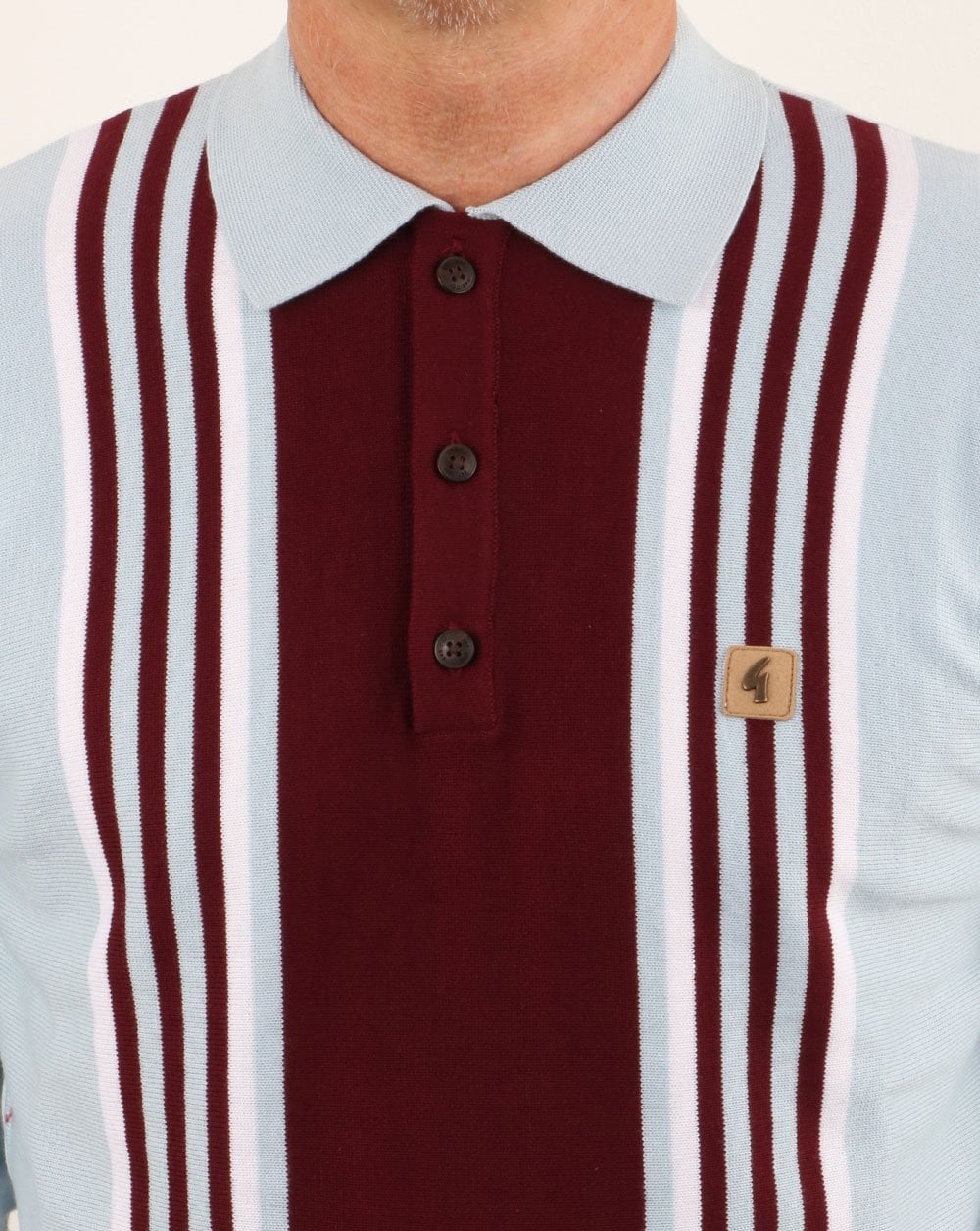 Gabicci Vintage Claret/Sky Blue Strickpolo
