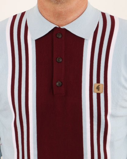 Gabicci Vintage Claret/Sky Blue Strickpolo