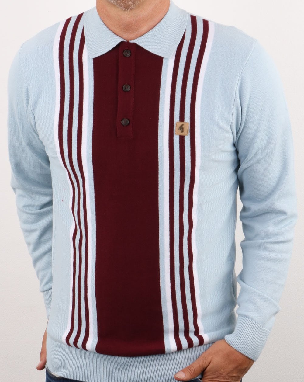 Gabicci Vintage Claret/Sky Blue Strickpolo