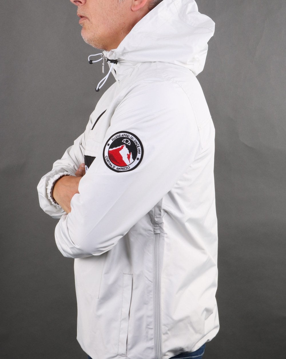 Ellesse – Jacke mit Viertelreißverschluss, Hellgrau