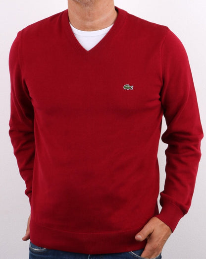 Lacoste V-Ausschnitt Pullover Bordeaux