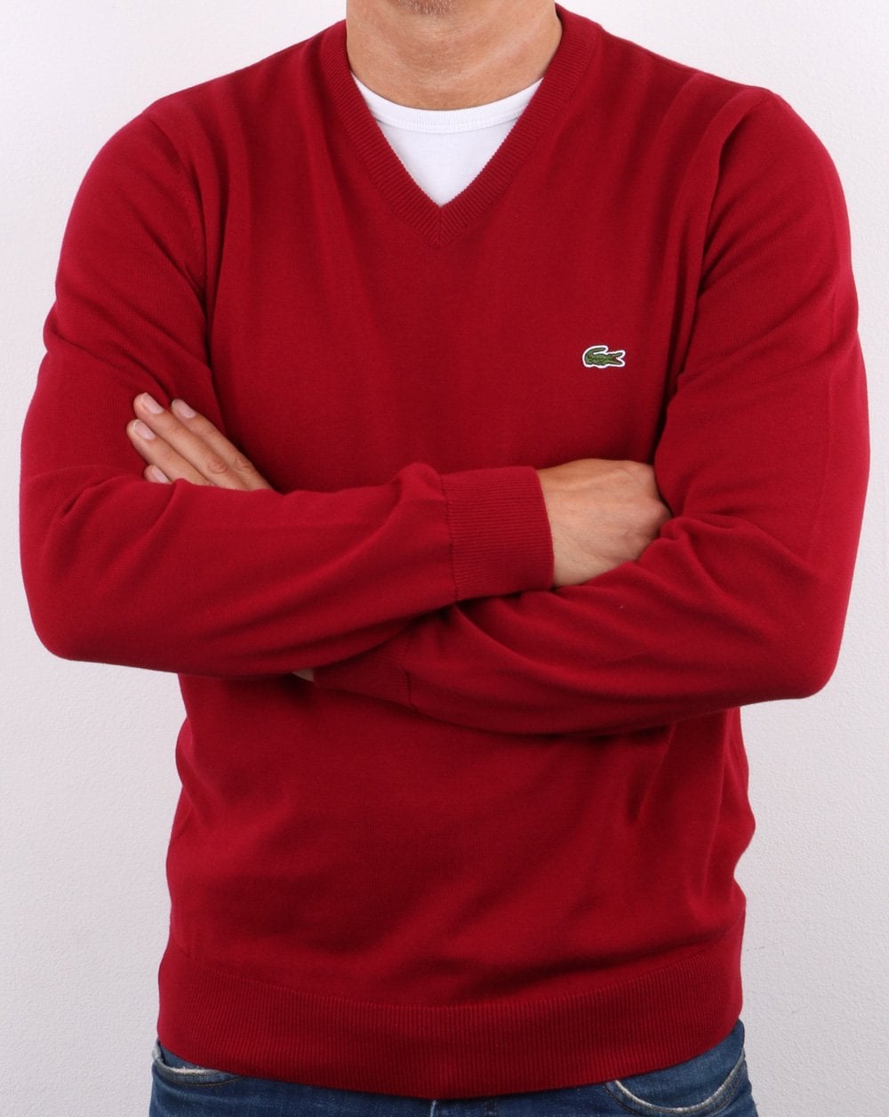 Lacoste V-neck Jumper Bordeaux