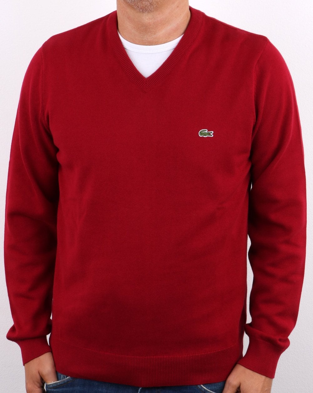 Lacoste V-Ausschnitt Pullover Bordeaux