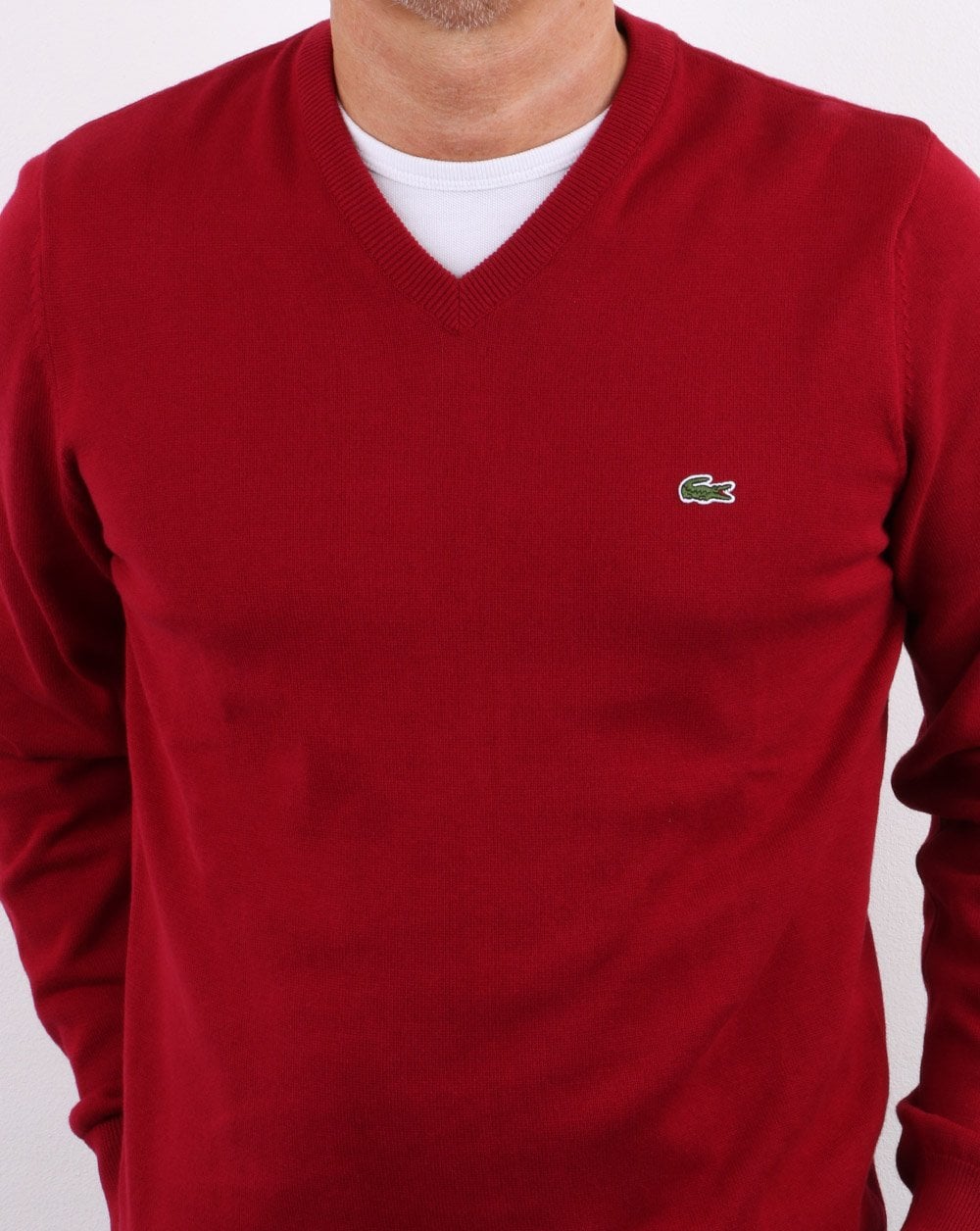 Lacoste V-Ausschnitt Pullover Bordeaux