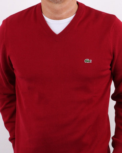 Lacoste V-Ausschnitt Pullover Bordeaux