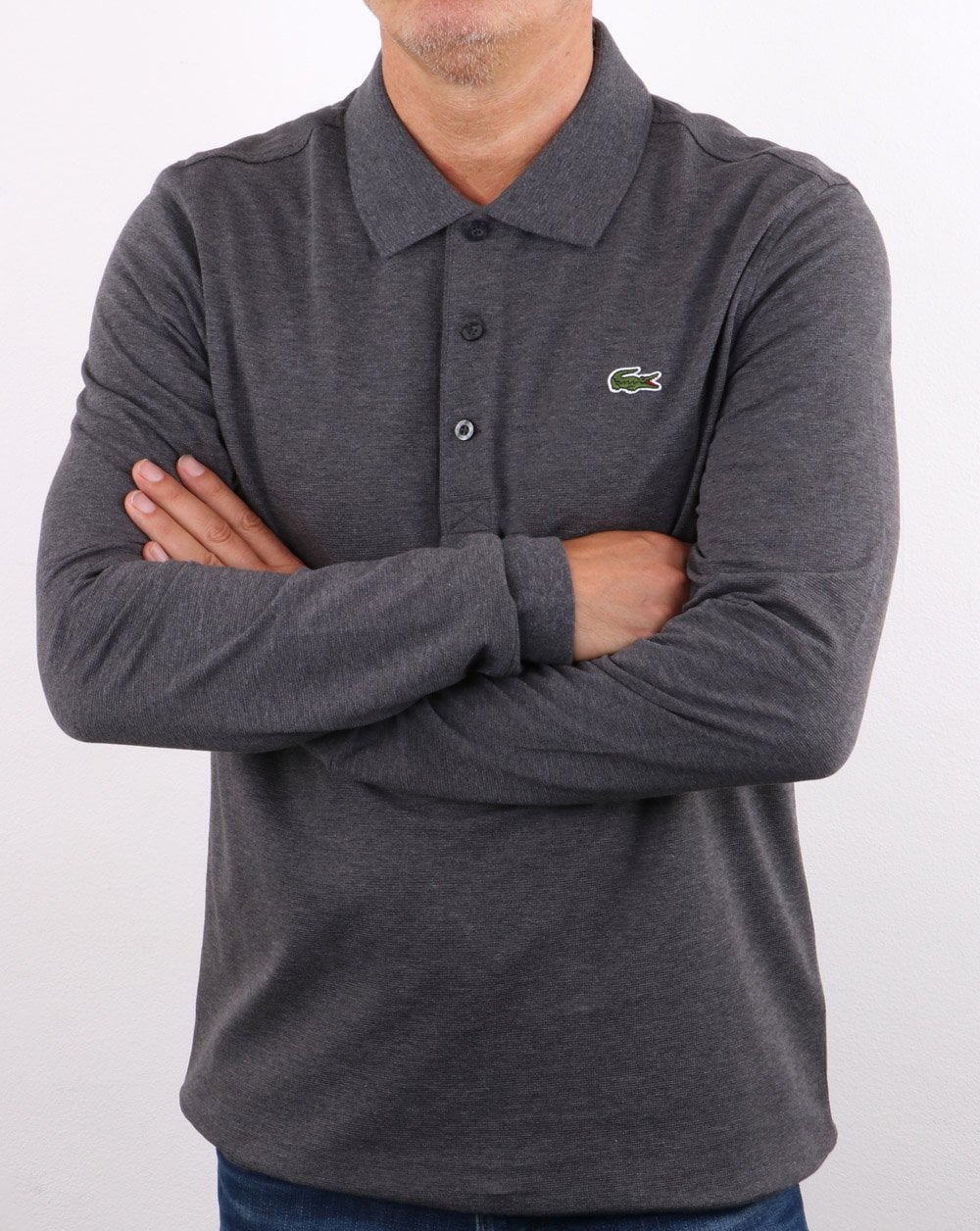 Lacoste Langarm-Polo Dunkelgrau