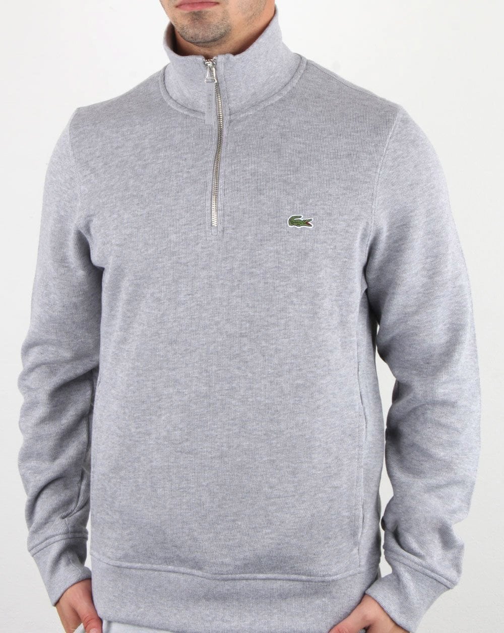 Lacoste Quarter Zip Silver Chine