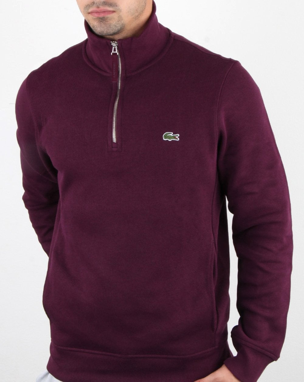 Lacoste Quarter Zip Top Deep Purple